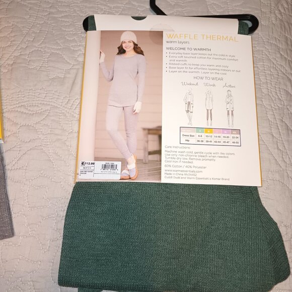 Warm Essentials by Cuddl Duds Women's Waffle Ribbed Combo Leggings w/Smooth Edge - Picture 3 of 3